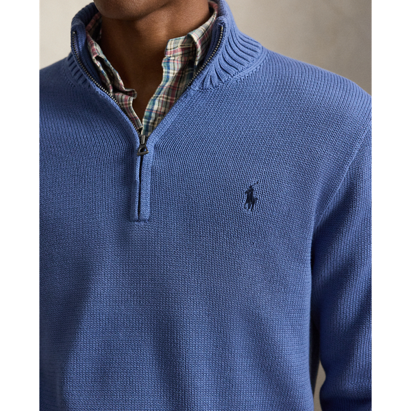 Quarter-Zip Cotton Mockneck Jumper
