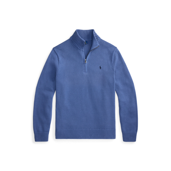 Quarter-Zip Cotton Mockneck Jumper