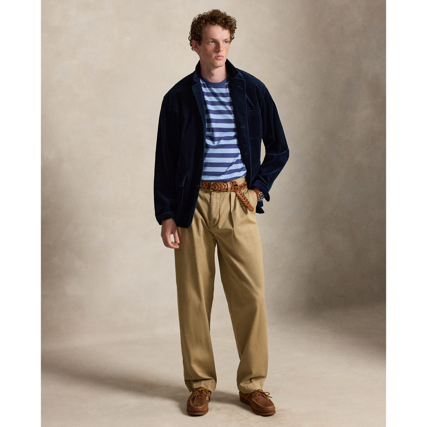 Мужская футболка Ralph Lauren Classic Fit Striped Jersey, цвет: Шамбре синий / Тёмно-синий — фото 1