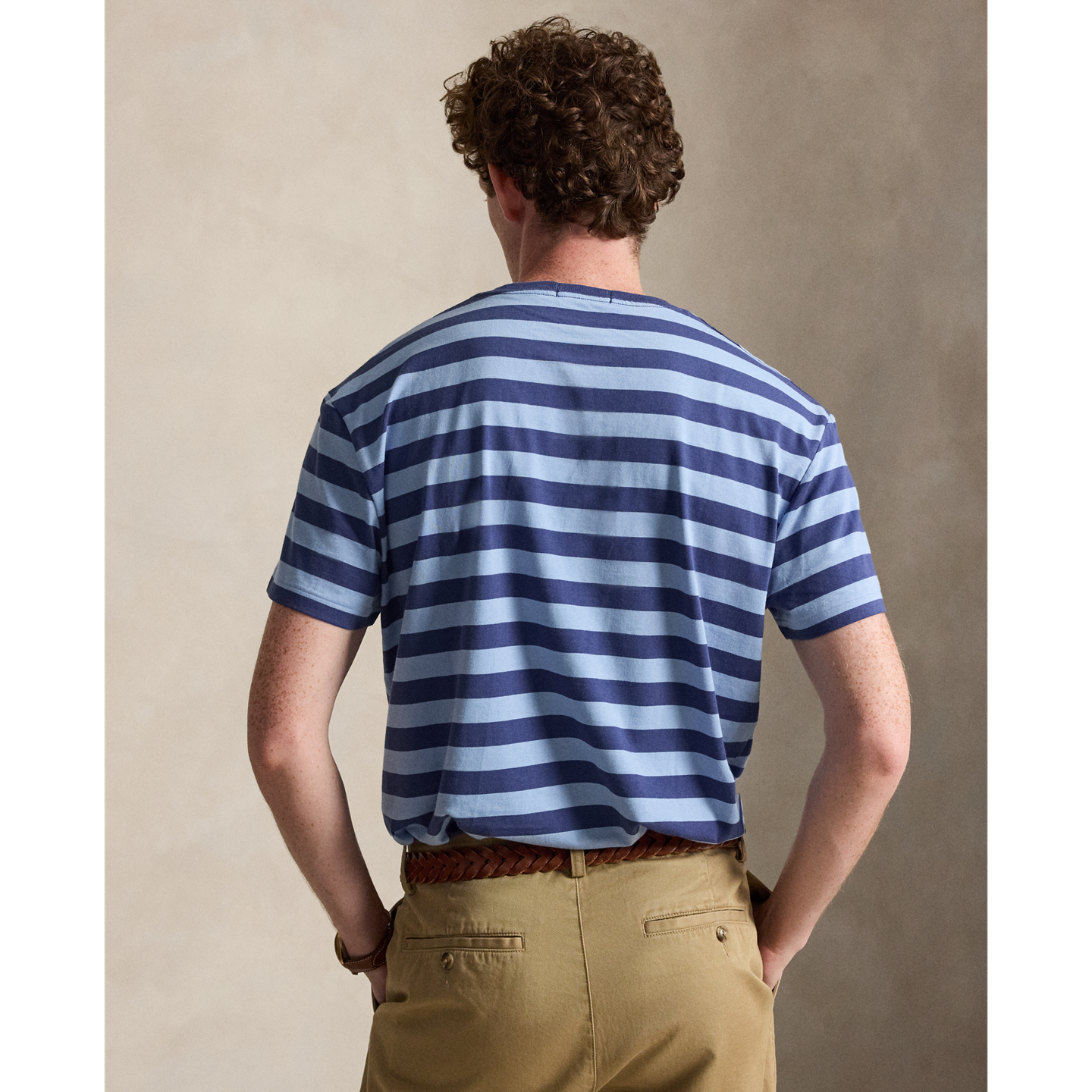 Мужская футболка Ralph Lauren Classic Fit Striped Jersey, цвет: Шамбре синий / Тёмно-синий — фото 2