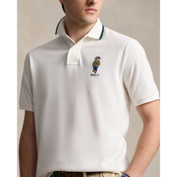 Deckwash White Classic Fit Polo Bear Mesh Polo Shirt Polo Ralph Lauren 6