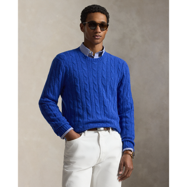 Benitoite Blue Heather The Iconic Cable-Knit Cashmere Sweater Polo Ralph Lauren 4