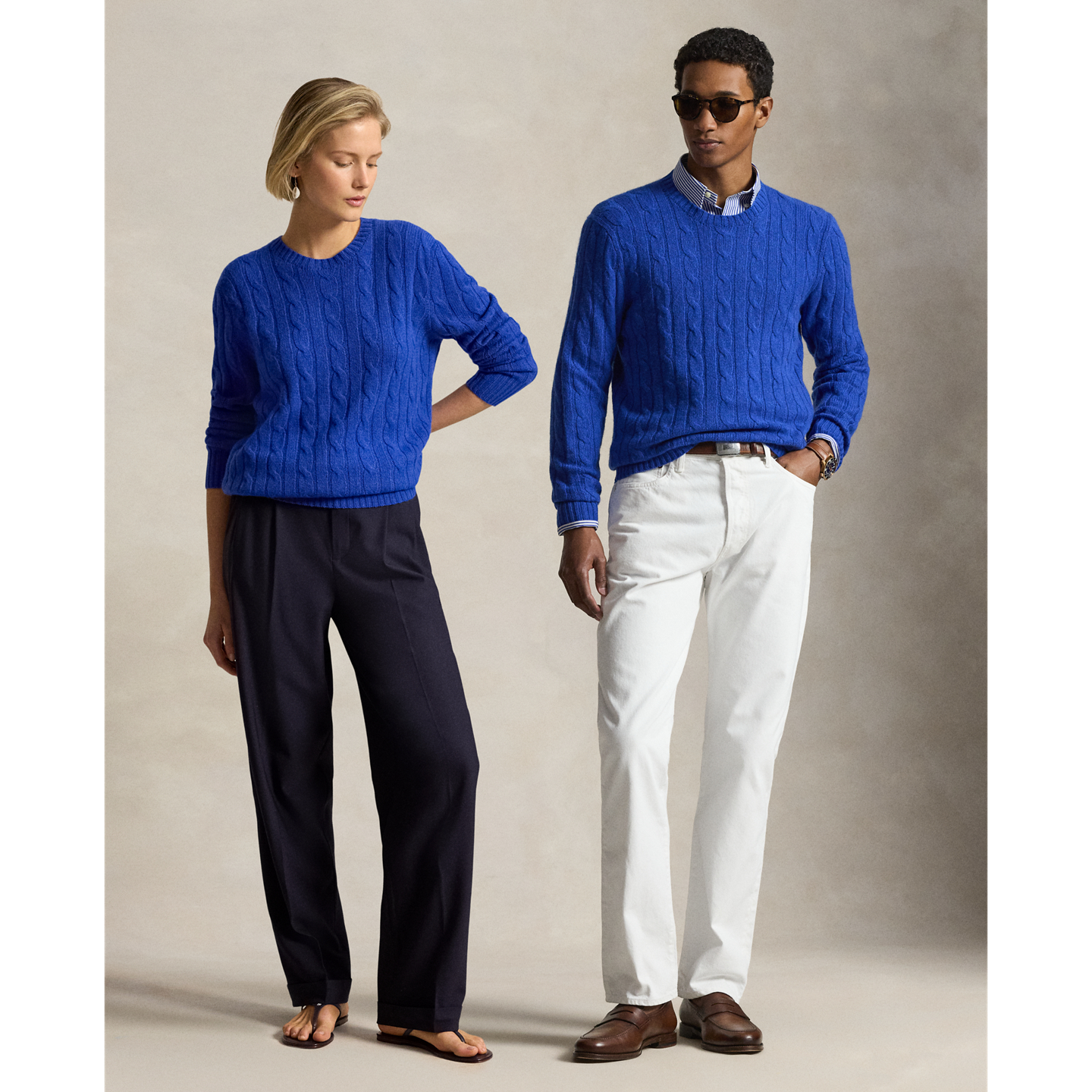 Мужской свитер Ralph Lauren The Iconic Cable-Knit Cashmere, цвет: Синий меланжевый — фото 7