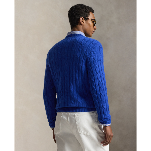 Benitoite Blue Heather The Iconic Cable-Knit Cashmere Sweater Polo Ralph Lauren 5