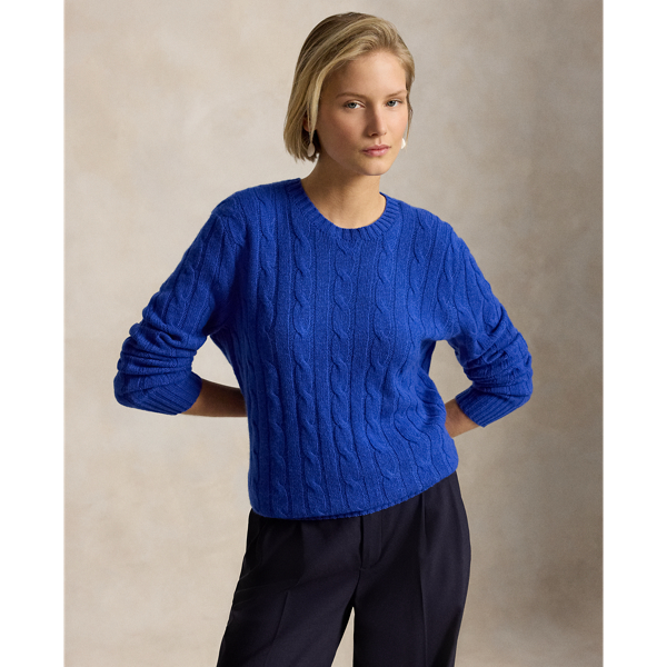 Benitoite Blue Heather The Iconic Cable-Knit Cashmere Sweater Polo Ralph Lauren 6