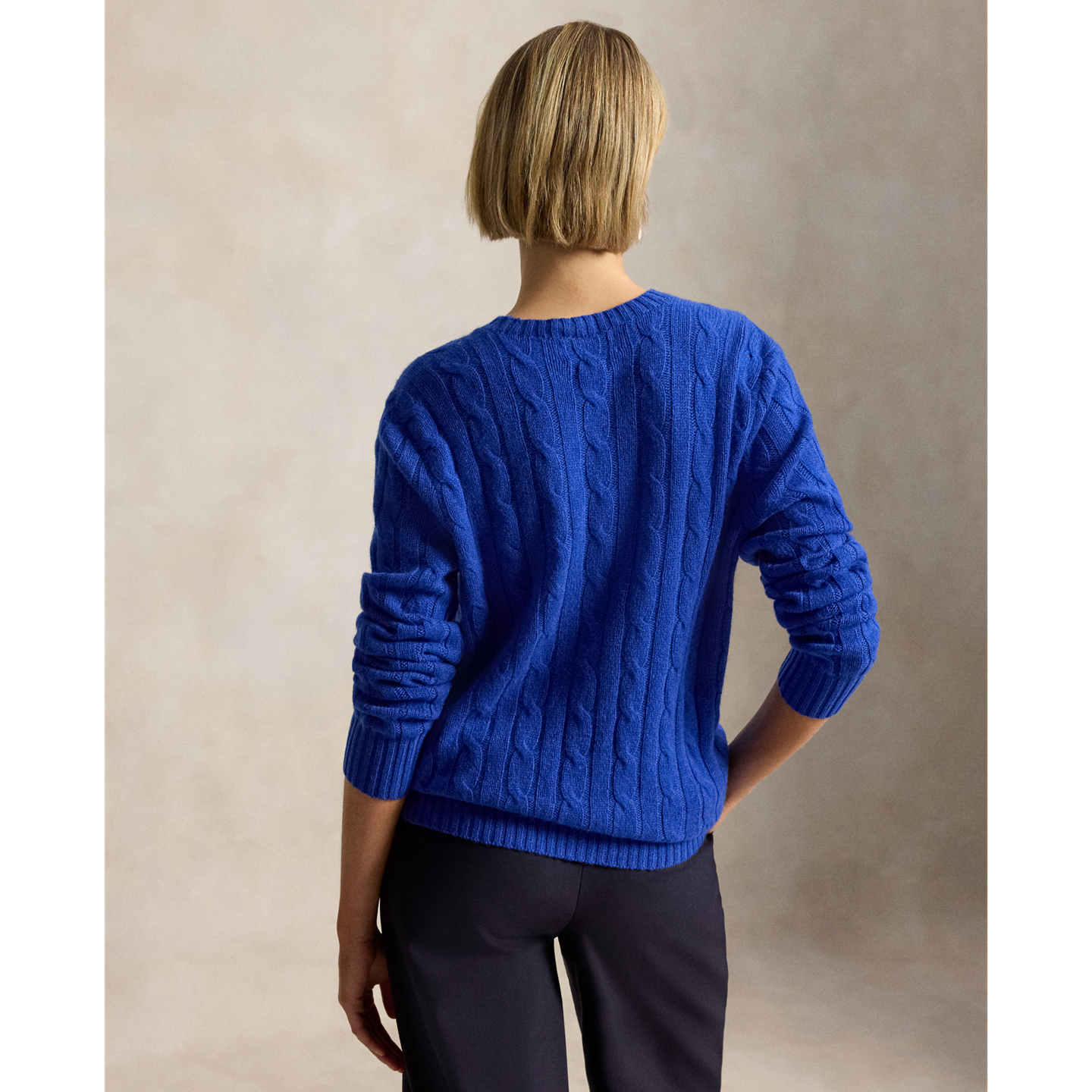 Мужской свитер Ralph Lauren The Iconic Cable-Knit Cashmere, цвет: Синий меланжевый — фото 4
