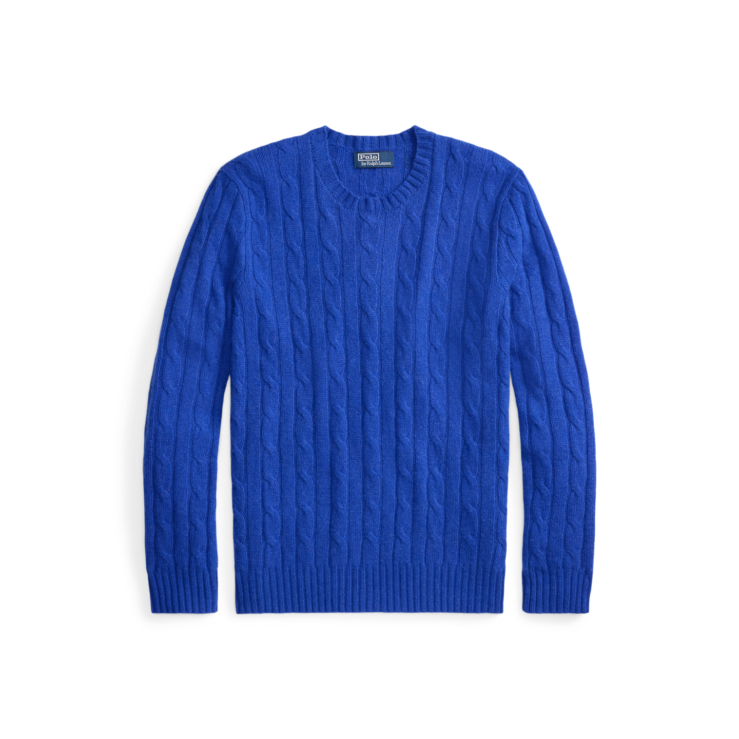 Мужской свитер Ralph Lauren The Iconic Cable-Knit Cashmere, цвет: Синий меланжевый — фото 8