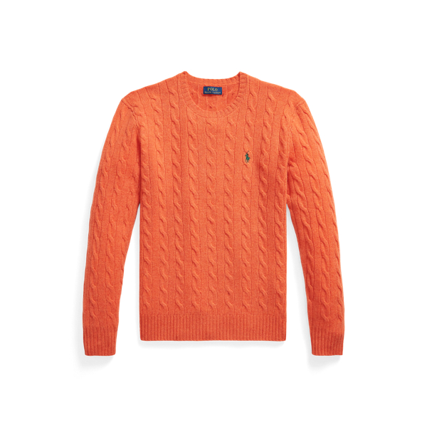 Orange Jasper Heather Cable-Knit Wool-Cashmere Jumper Polo Ralph Lauren 1