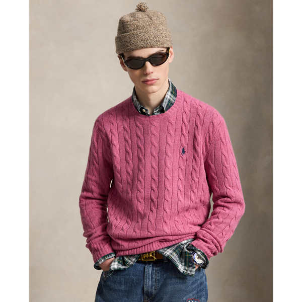Thulian Pink Heather Cable-Knit Wool-Cashmere Jumper Polo Ralph Lauren 1