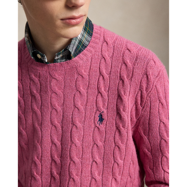 Thulian Pink Heather Cable-Knit Wool-Cashmere Jumper Polo Ralph Lauren 5