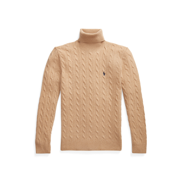 Cable Wool-Cashmere Turtleneck Sweater