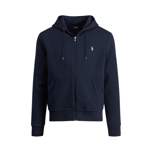 Dubbelstickad hoodie med hel dragkedja