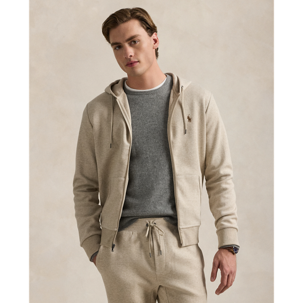 Double-Knit Full-Zip Hoodie Polo Ralph Lauren in Tuscan Beige Heather 1