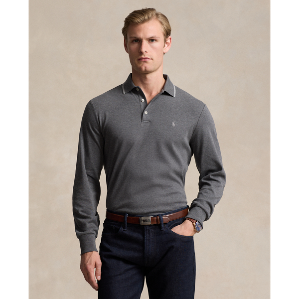 Ralph lauren long sleeve polo shirt grey hotsell