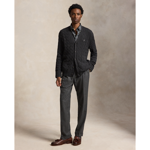 Dark Granite Heather Cable-Knit Cotton Cardigan Polo Ralph Lauren 4