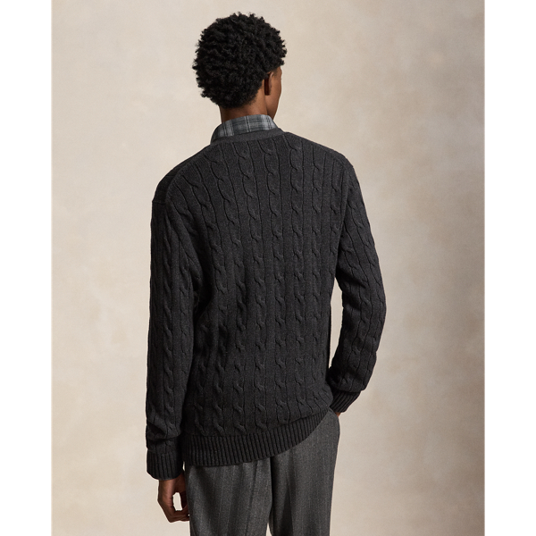 Dark Granite Heather Cable-Knit Cotton Cardigan Polo Ralph Lauren 5