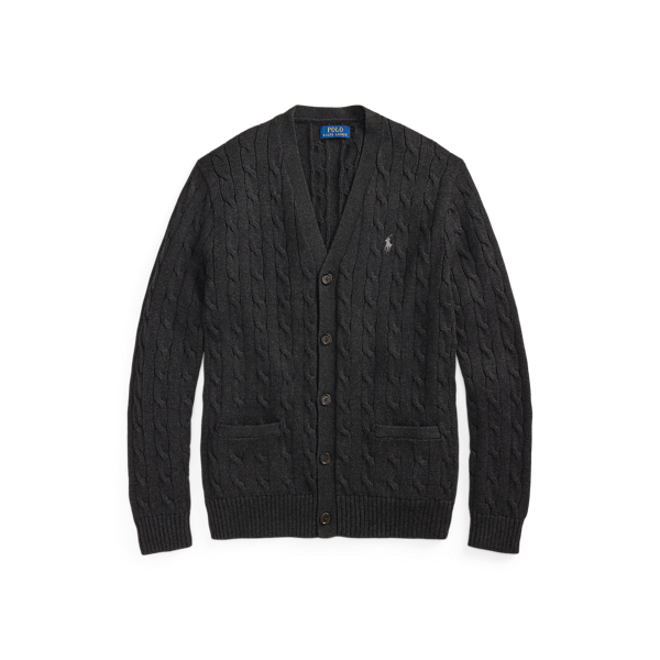Dark Granite Heather Cable-Knit Cotton Cardigan Polo Ralph Lauren 2