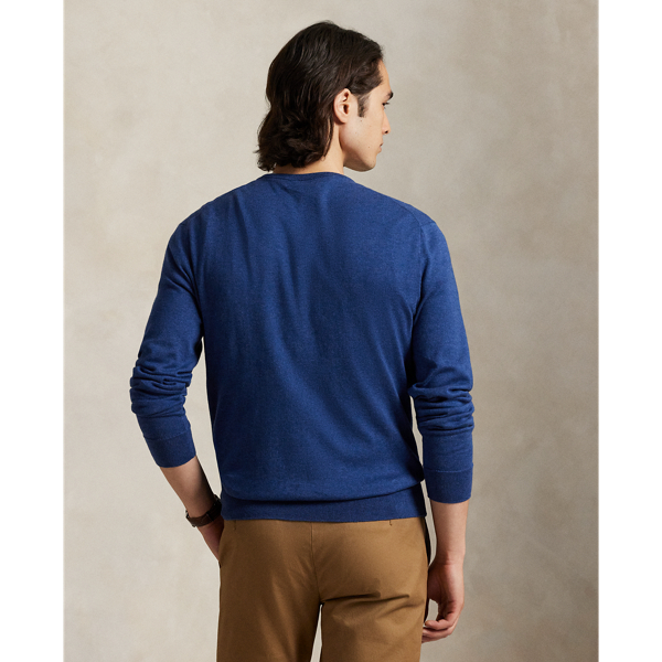 Rustic Navy Heather Cotton V-Neck Sweater Polo Ralph Lauren 5