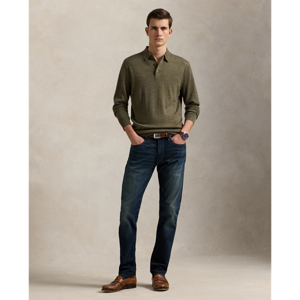 Cargo Olive Heather Washable Wool Polo-Collar Jumper Polo Ralph Lauren 4