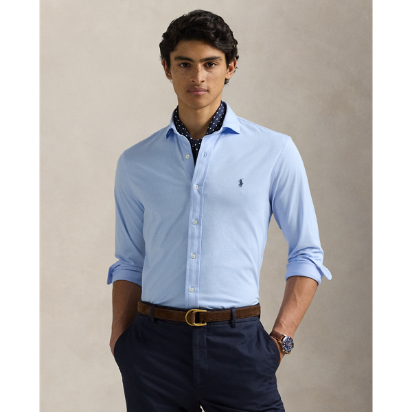 Office Blue Jersey Spread-Collar Shirt  Polo Ralph Lauren 1