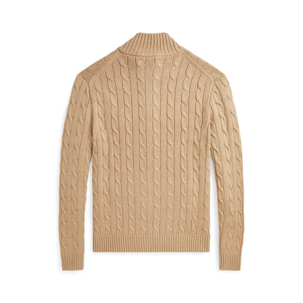 Polo Ralph Lauren 케이블 니트 코튼 풀 지퍼 스웨터 카멜 멜란지 2