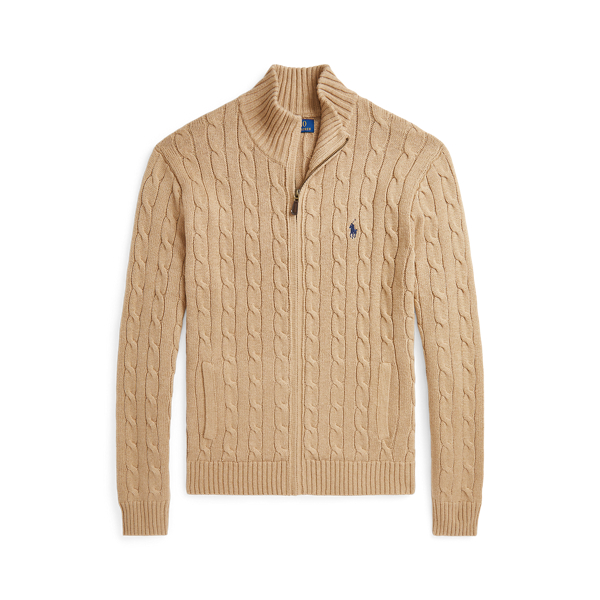 Cable-Knit Cotton Full-Zip Jumper