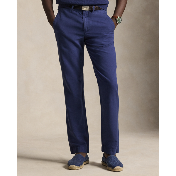 New Classic Navy Straight Fit Linen-Cotton Trouser Polo Ralph Lauren 4