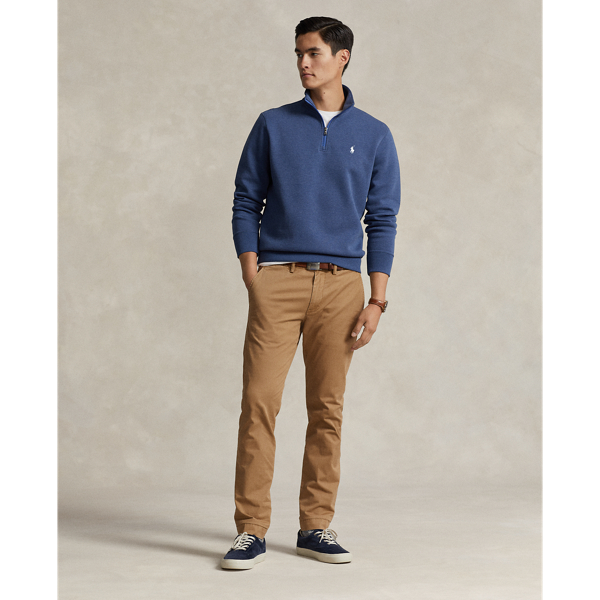 Derby Blue Heather Double-Knit Quarter-Zip Pullover Polo Ralph Lauren 4