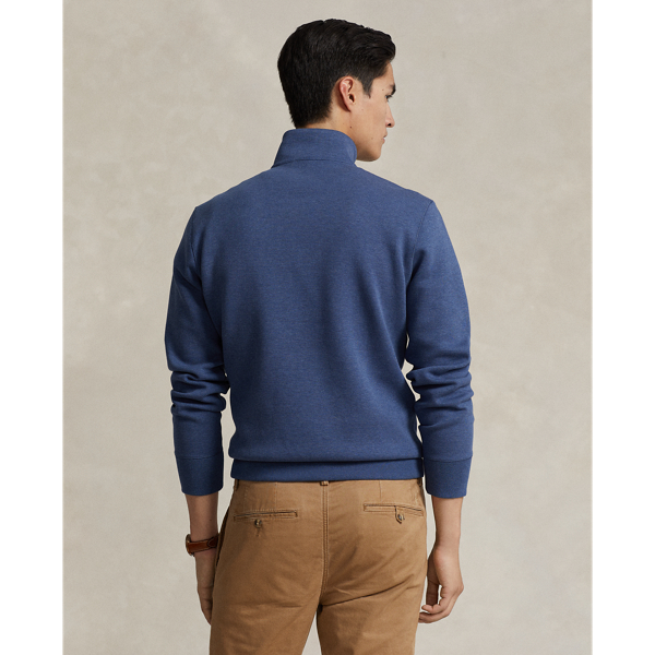 Derby Blue Heather Double-Knit Quarter-Zip Pullover Polo Ralph Lauren 5