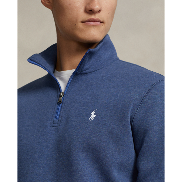 Derby Blue Heather Double-Knit Quarter-Zip Pullover Polo Ralph Lauren 6