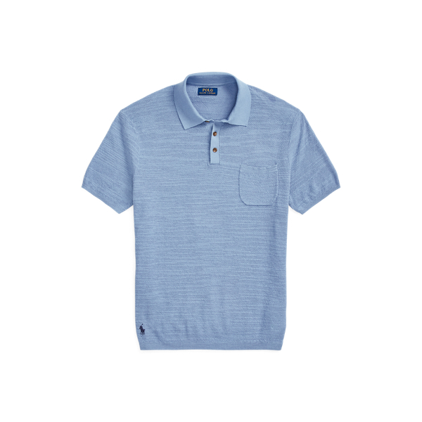 Baumwoll-Leinenpullover mit Polokragen