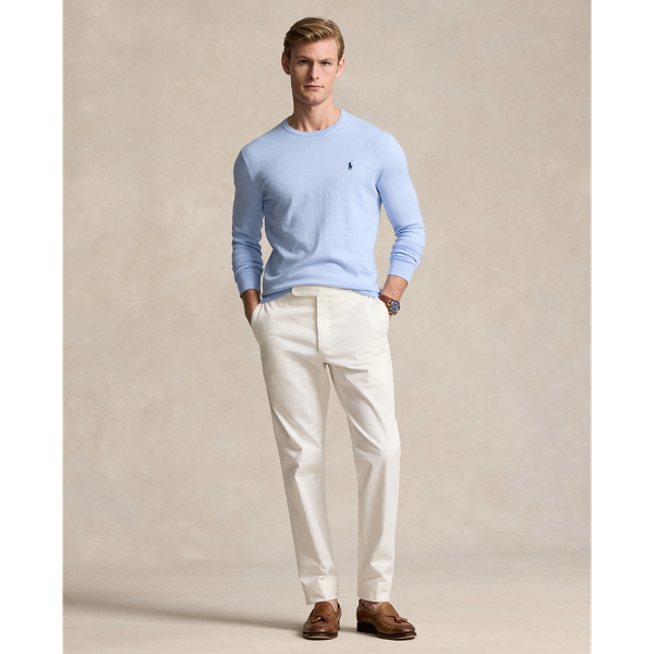 Pull &agrave; col rond en coton Slim Fit Polo Ralph Lauren en Bleu jacinthe 4
