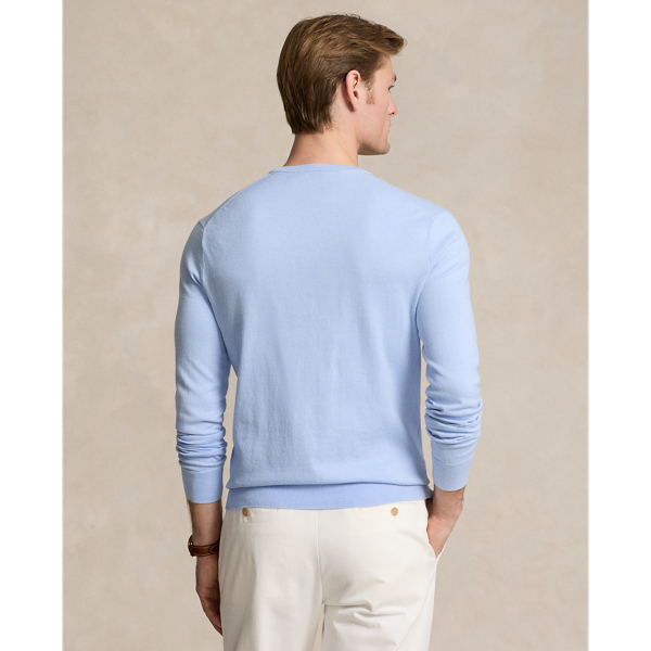 Pull &agrave; col rond en coton Slim Fit Polo Ralph Lauren en Bleu jacinthe 5