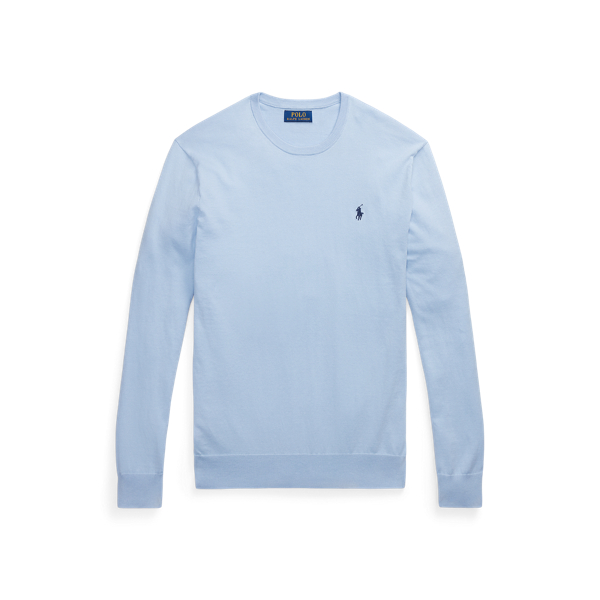 Pull &agrave; col rond en coton Slim Fit Polo Ralph Lauren en Bleu jacinthe 2