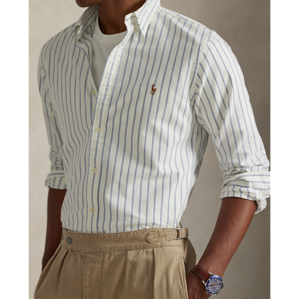White Blue Multi Slim Fit Striped Oxford Shirt Polo Ralph Lauren 6