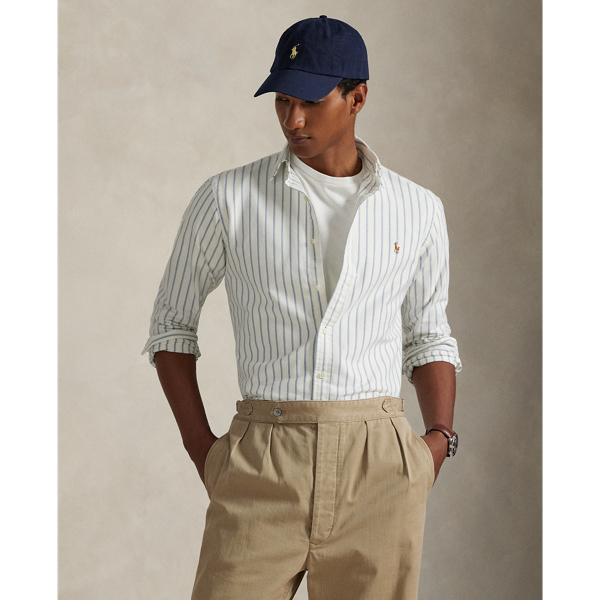 White Blue Multi Slim Fit Striped Oxford Shirt Polo Ralph Lauren 7