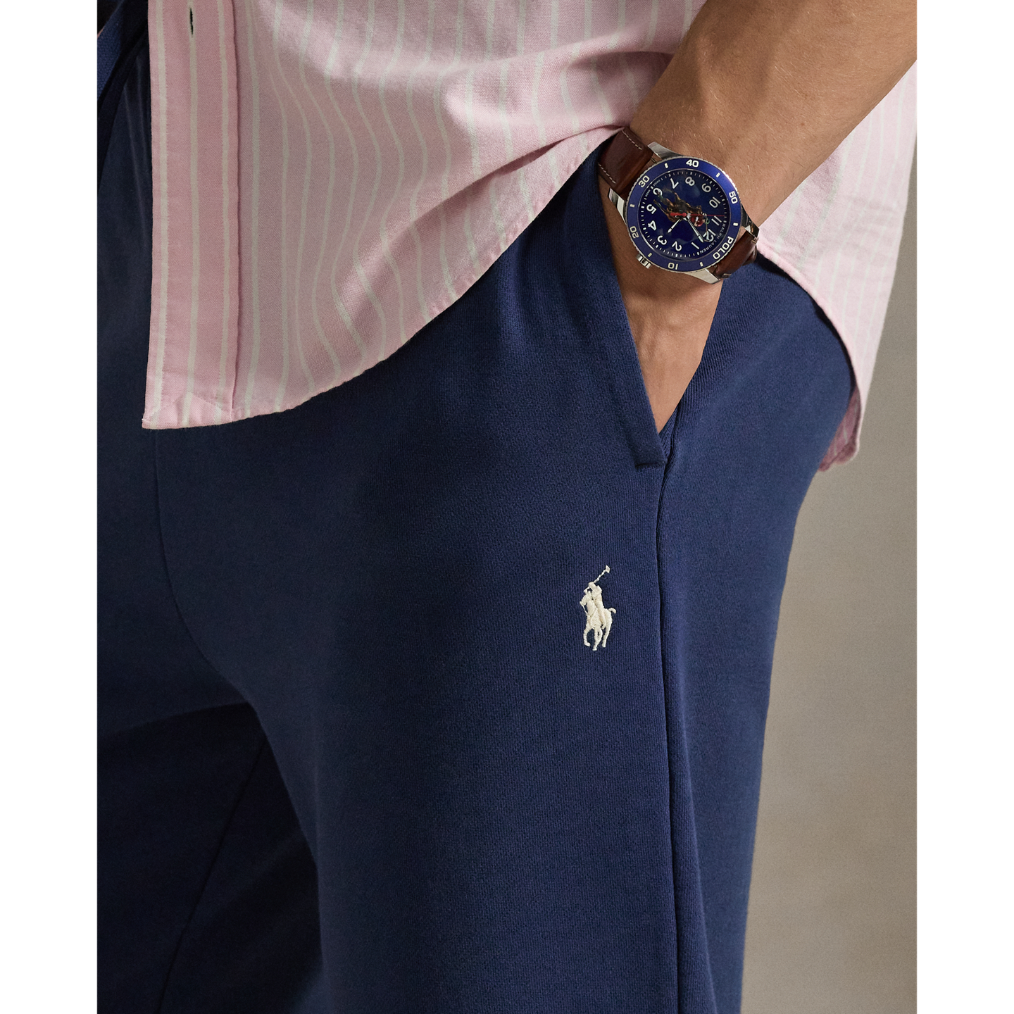 Мужские брюки Ralph Lauren Loopback Fleece Sweatpant, цвет: Тёмно-синий — фото 3