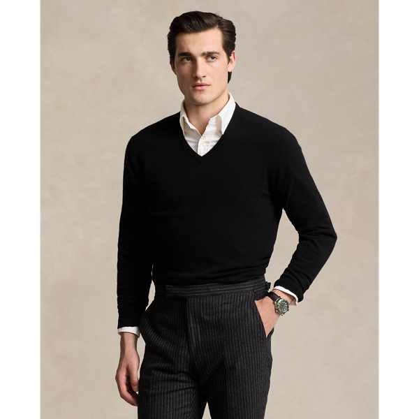 Men's v neck sweater with dress shirt best sale