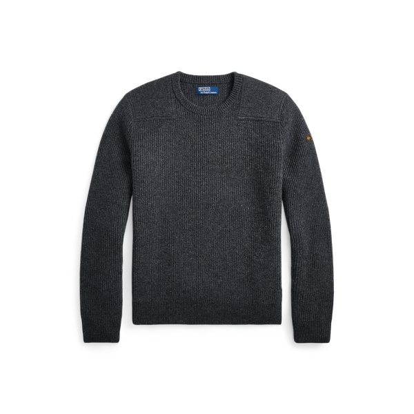 Contrast-Panel Wool Crewneck Jumper