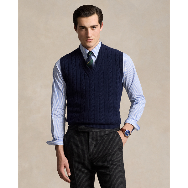 Cable Knit Wool Cashmere Sweater Vest Ralph Lauren