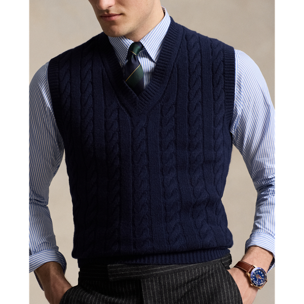 Cable Knit Wool Cashmere Sweater Vest