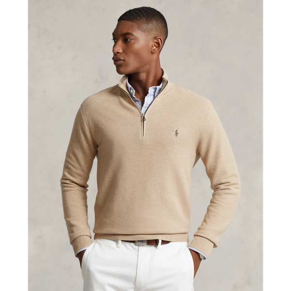 Mesh Knit Cotton Quarter Zip Jumper for Men Ralph Lauren NL