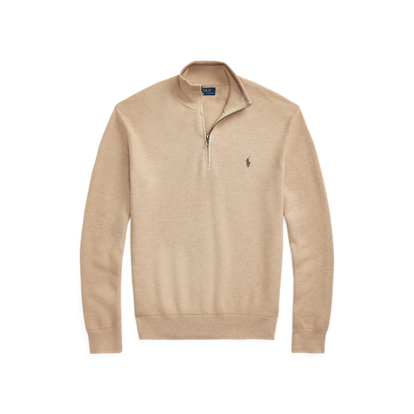 Sweter z dzianiny siatkowej, suwak 1/4 Polo Ralph Lauren w 1