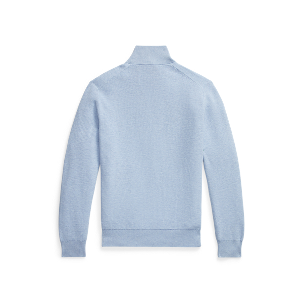 Pull demi-zipp&eacute; en coton piqu&eacute; Polo Ralph Lauren en Bleu jacinthe 2