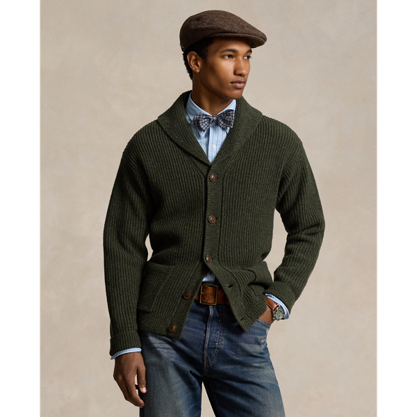 Wool-Blend Shawl-Collar Cardigan