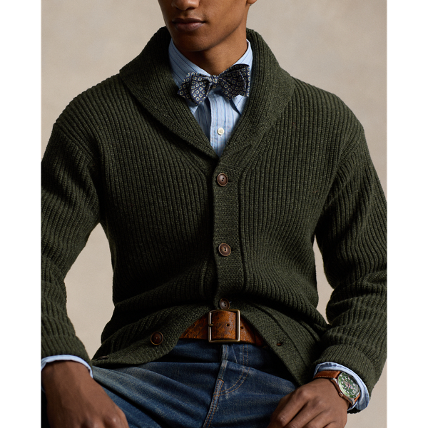 Wool Blend Shawl Collar Cardigan