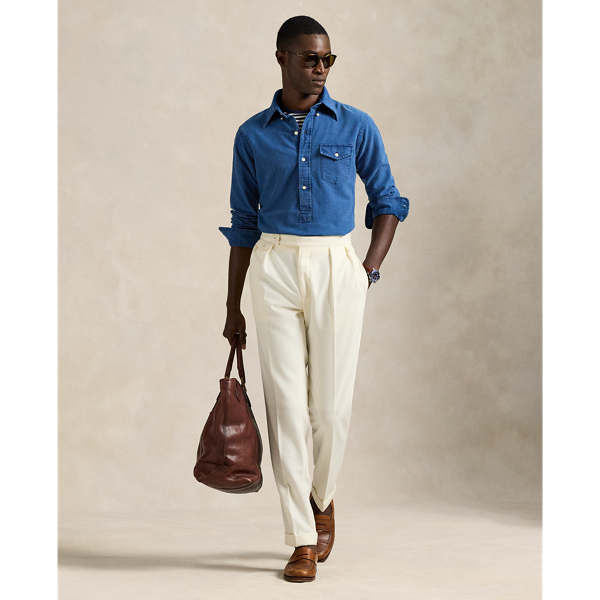 Classic Fit Indigo Oxford Popover Shirt