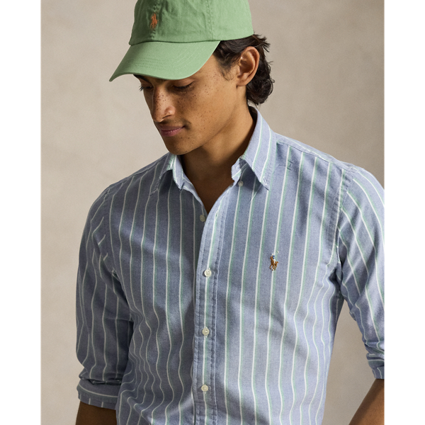 Navy Green Multi Classic Fit Striped Oxford Shirt Polo Ralph Lauren 6