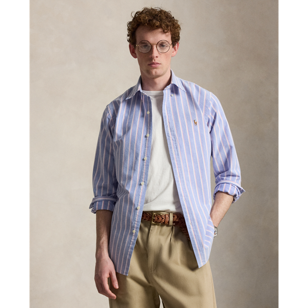 Gestreiftes Custom-Fit Oxfordhemd Polo Ralph Lauren in Blue/Pink 4