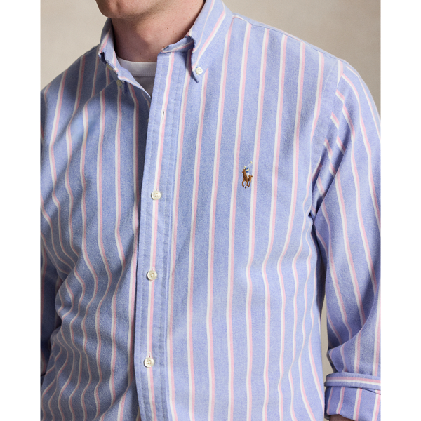 Gestreiftes Custom-Fit Oxfordhemd Polo Ralph Lauren in Blue/Pink 6
